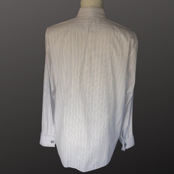 Boss Hugo Boss French Cuff SZ 16 100% Cotton Men's Striped Button Up Shirt - Picture 3 of 16